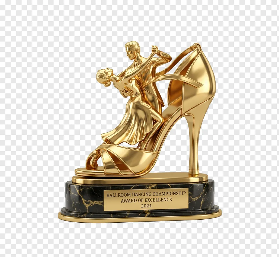 Golden Dancing Trophy PNG Transparent Background