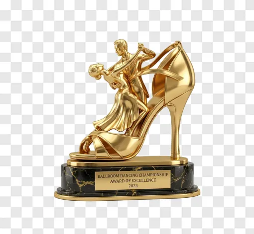 Golden Dancing Trophy PNG Transparent Background