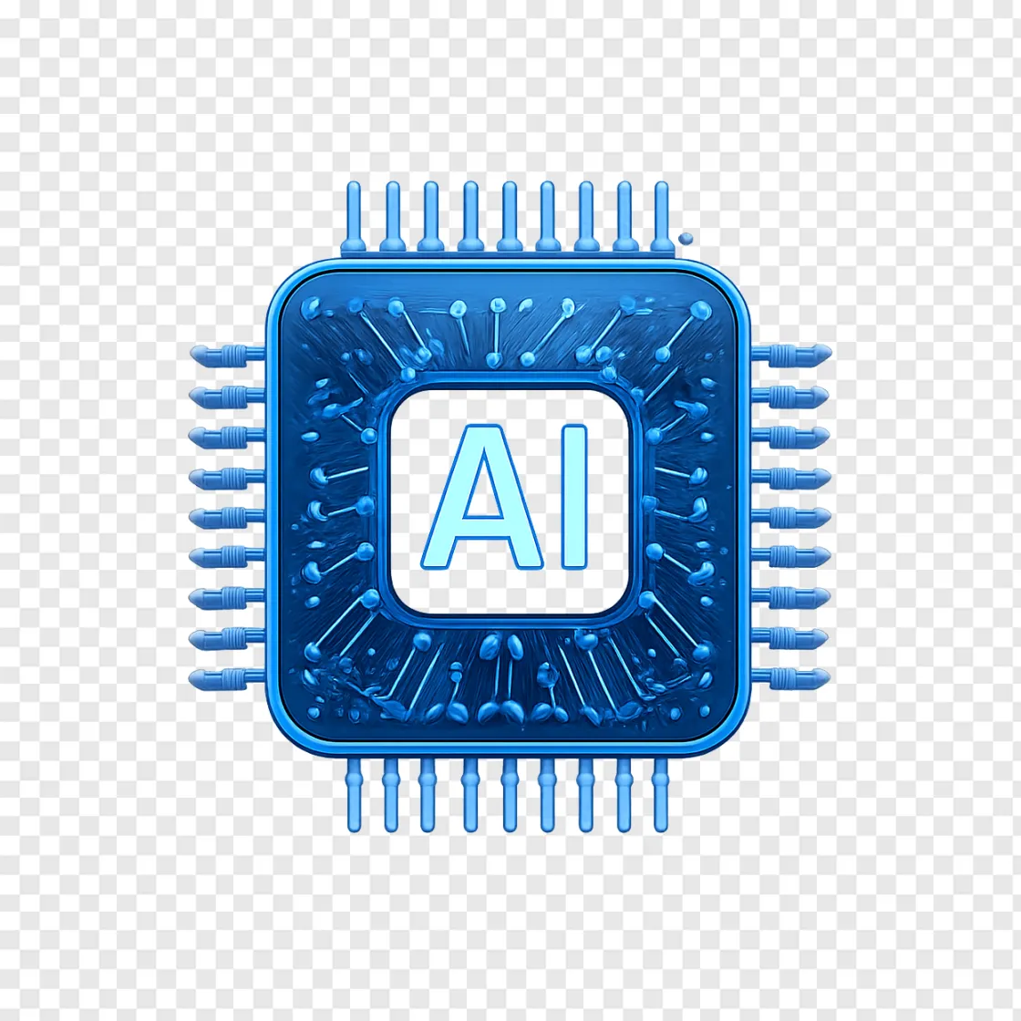Futuristic AI Chip PNG Transparent Background