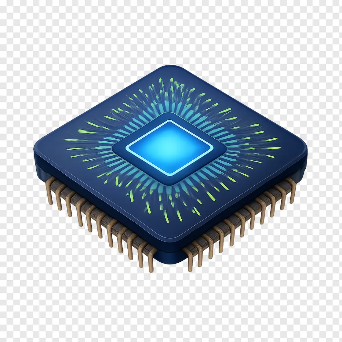 Futuristic Microchip Processor PNG