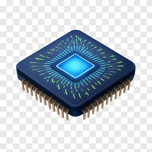Futuristic Microchip Processor PNG