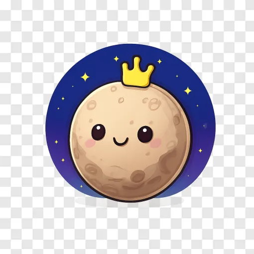 Cute Cartoon Pluto With Crown PNG For Space Designs