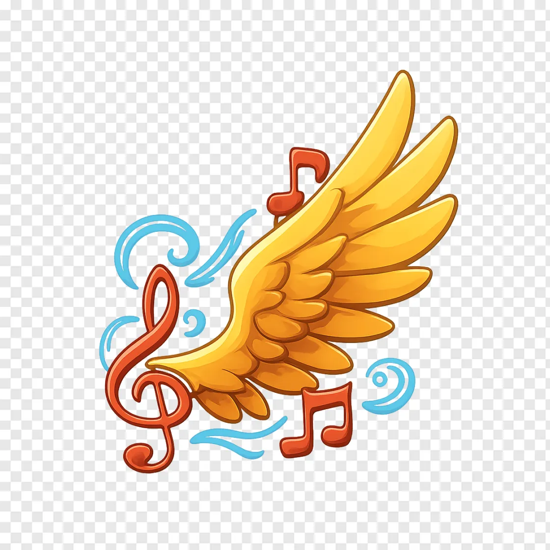 Anime Angel Wings And Music Notes PNG Design
