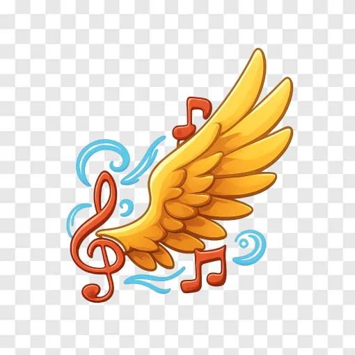 Anime Angel Wings And Music Notes PNG Design