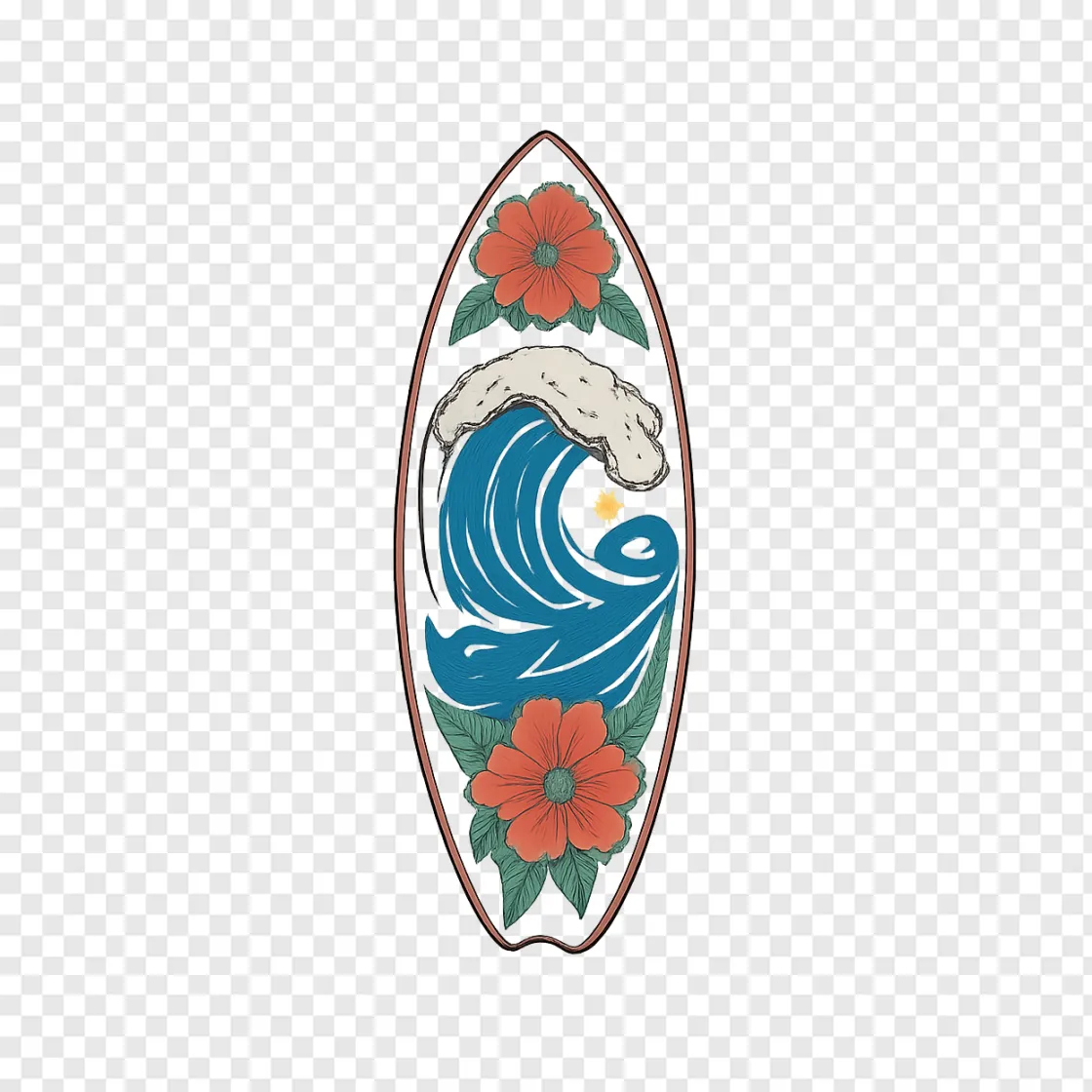 Retro Surfboard PNG Transparent Background