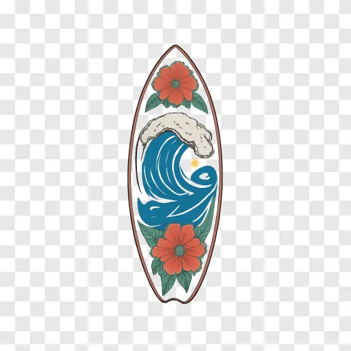 Retro Surfboard PNG Transparent Background