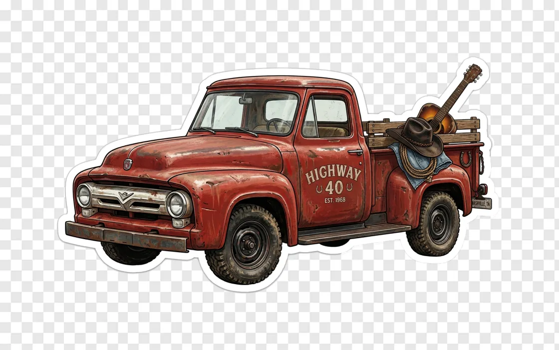 Vintage Country Truck PNG Asset