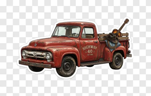 Vintage Country Truck PNG Asset