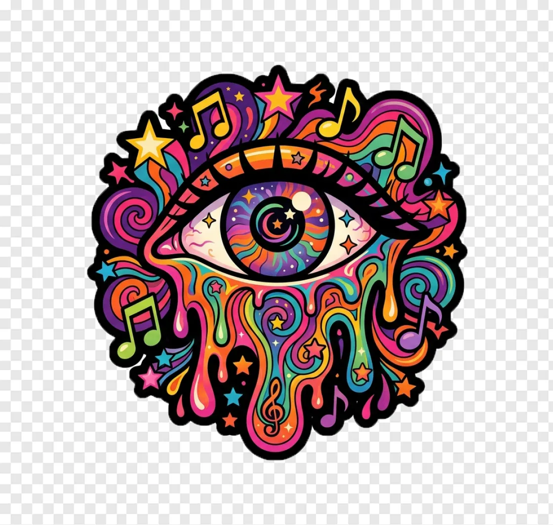 Retro Psychedelic Rock Eye PNG Design