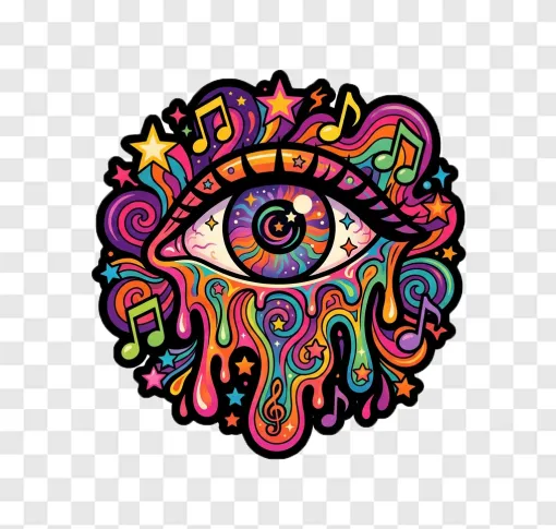 Retro Psychedelic Rock Eye PNG Design