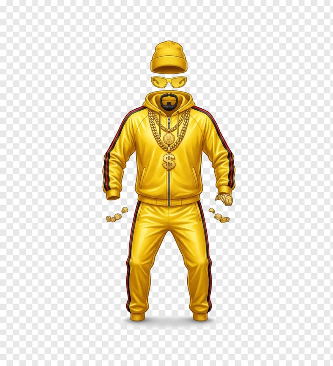 Yellow Tracksuit And Sunglasses PNG Transparent Image