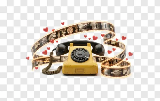 Yellow Vintage Telephone PNG For Romantic Movie Themes
