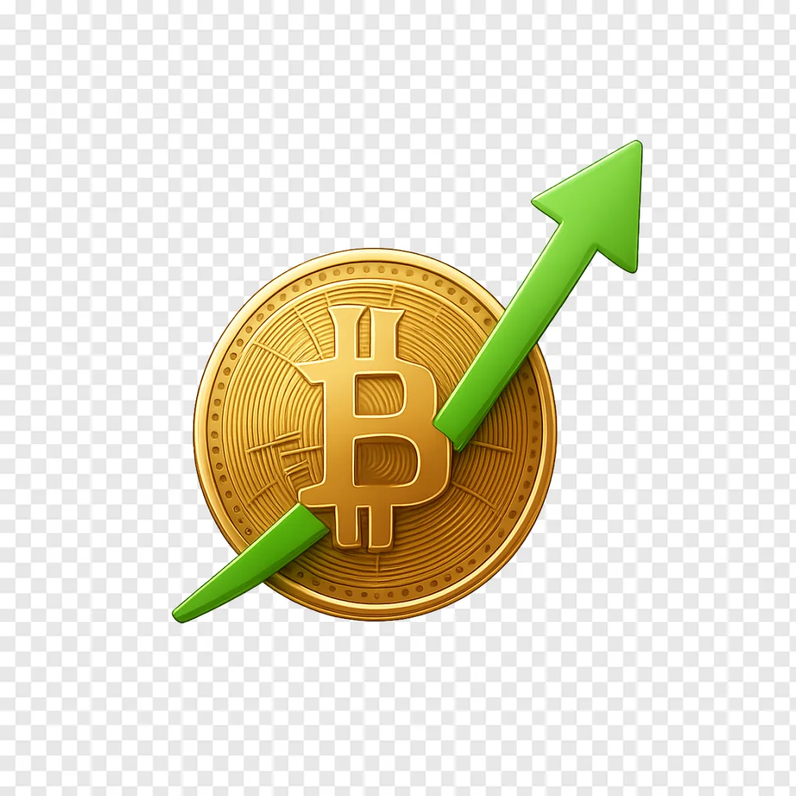 Bitcoin Rising PNG Icon For Crypto Design