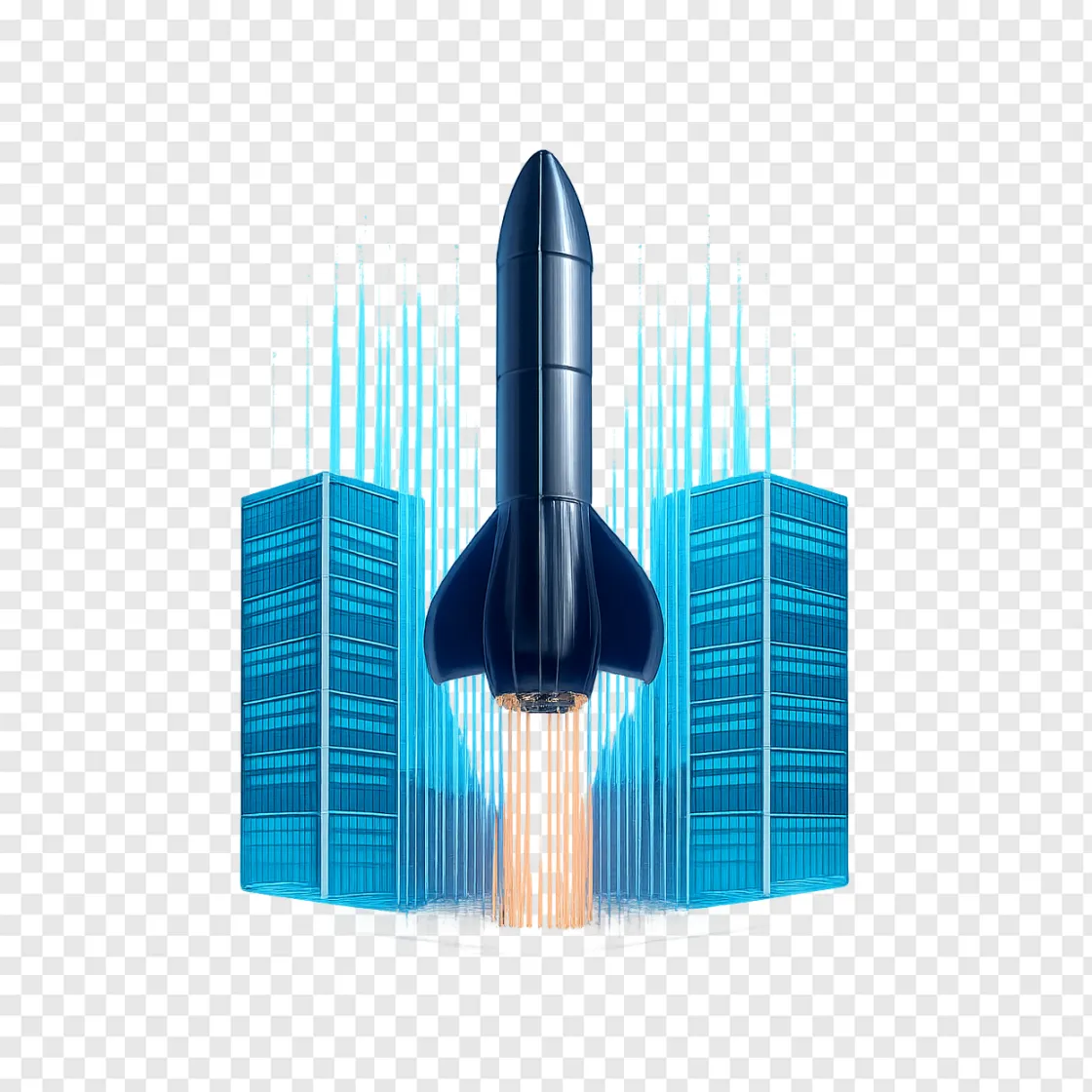 SpaceX Rocket And Data Center PNG Image For Tech Designs