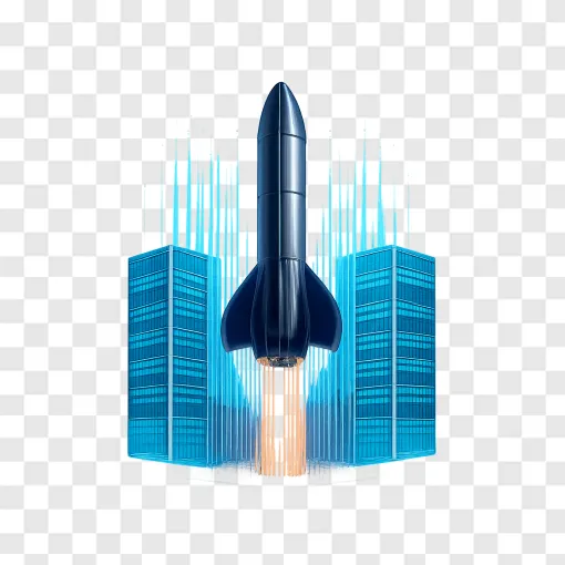 SpaceX Rocket And Data Center PNG Image For Tech Designs