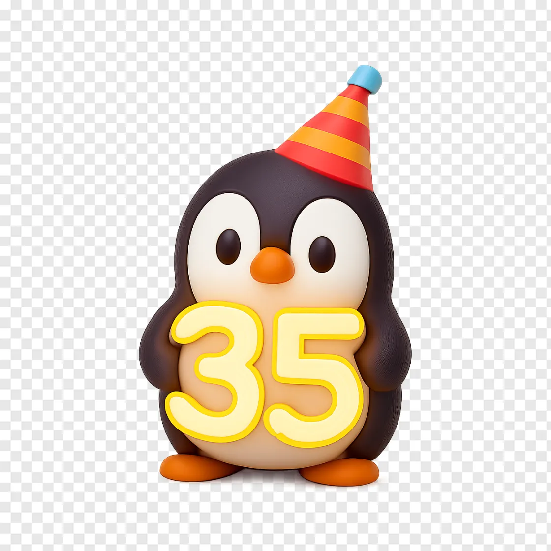 Happy 35th Birthday Linux PNG Icon