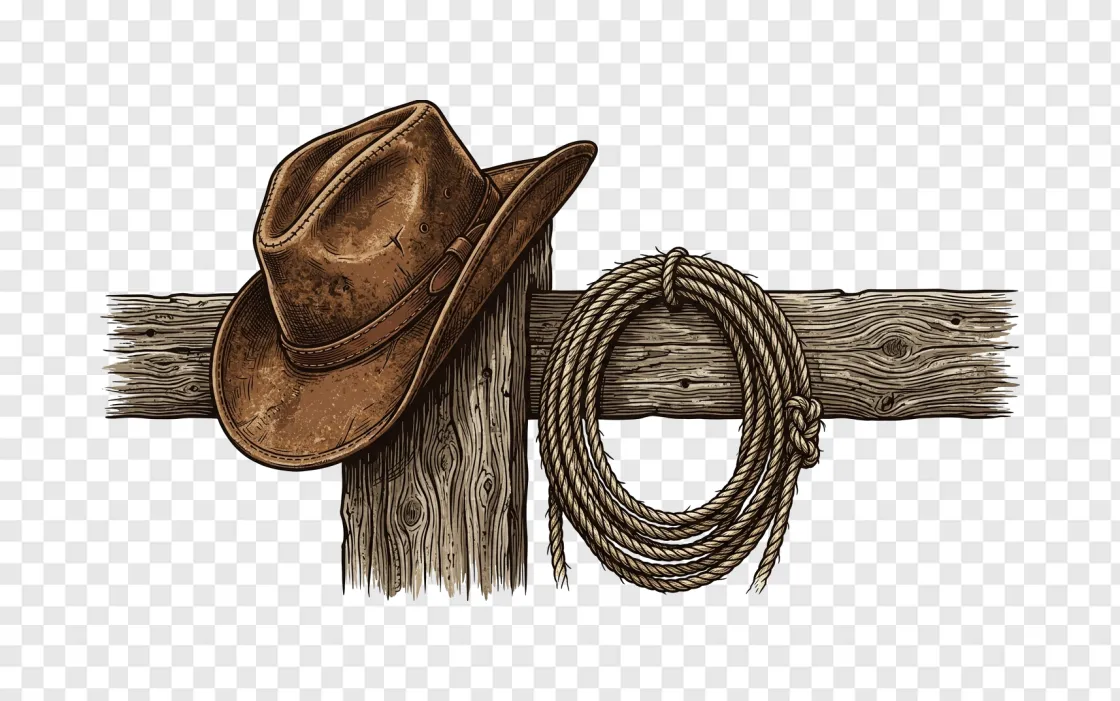 Hang Em High Cowboy Hat And Rope PNG Graphic