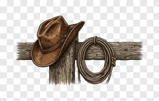 Hang Em High Cowboy Hat And Rope PNG Graphic