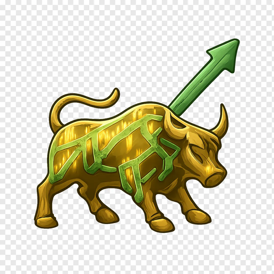 Wall Street Bull And Tech Stock PNG Image For Financial Design
