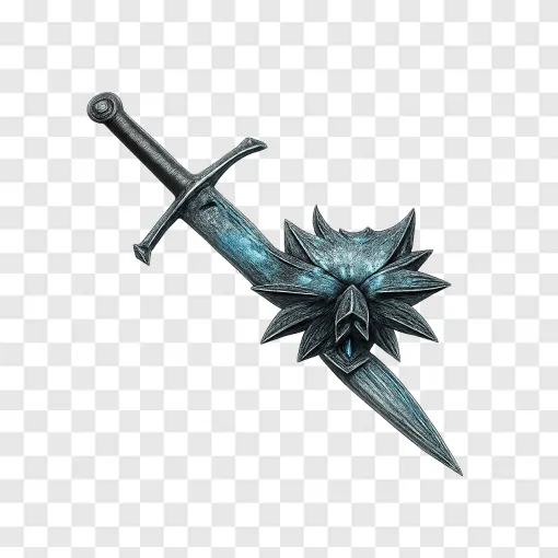 The Witcher Wolf Medallion And Sword PNG