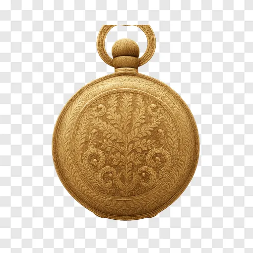 Victorian Gold Pocket Watch PNG Asset