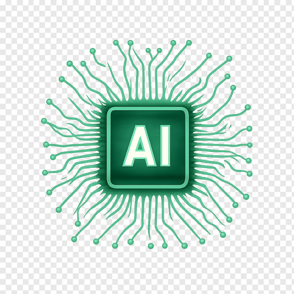 Futuristic AI Microchip PNG Transparent Image