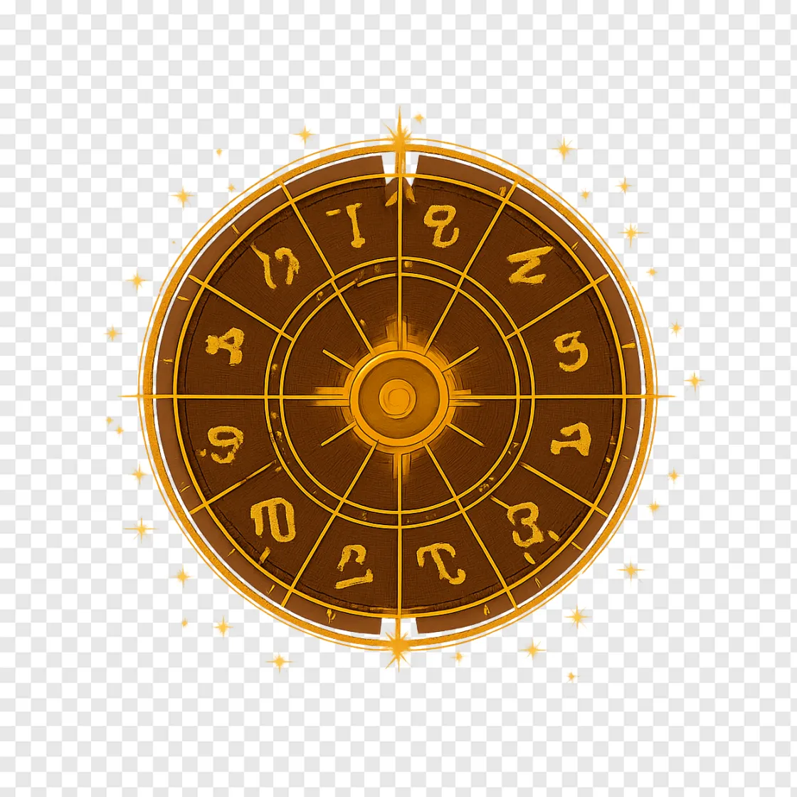 Golden Zodiac Wheel PNG Asset For Astrology Designs