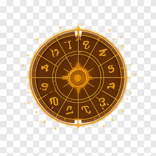Golden Zodiac Wheel PNG Asset For Astrology Designs