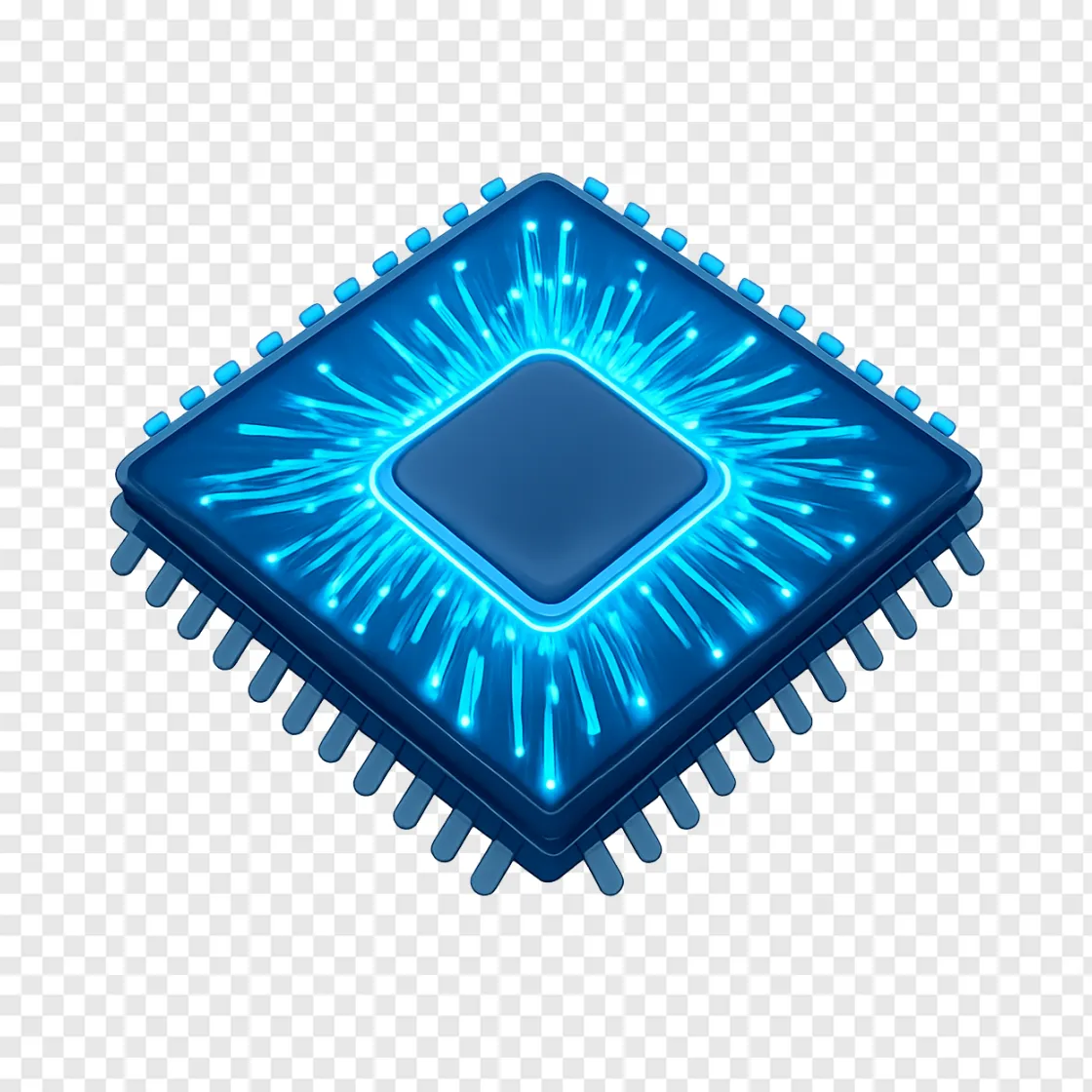 Futuristic Microchip PNG Graphic For Tech Designs