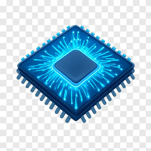 Futuristic Microchip PNG Graphic For Tech Designs