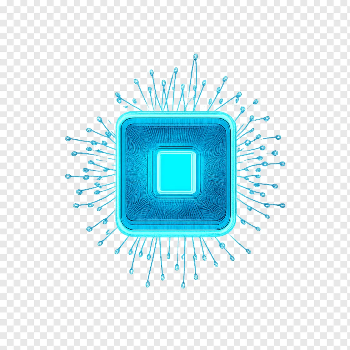 Futuristic Computer Microchip PNG For Tech Designs