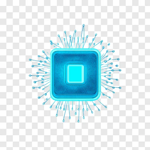 Futuristic Computer Microchip PNG For Tech Designs
