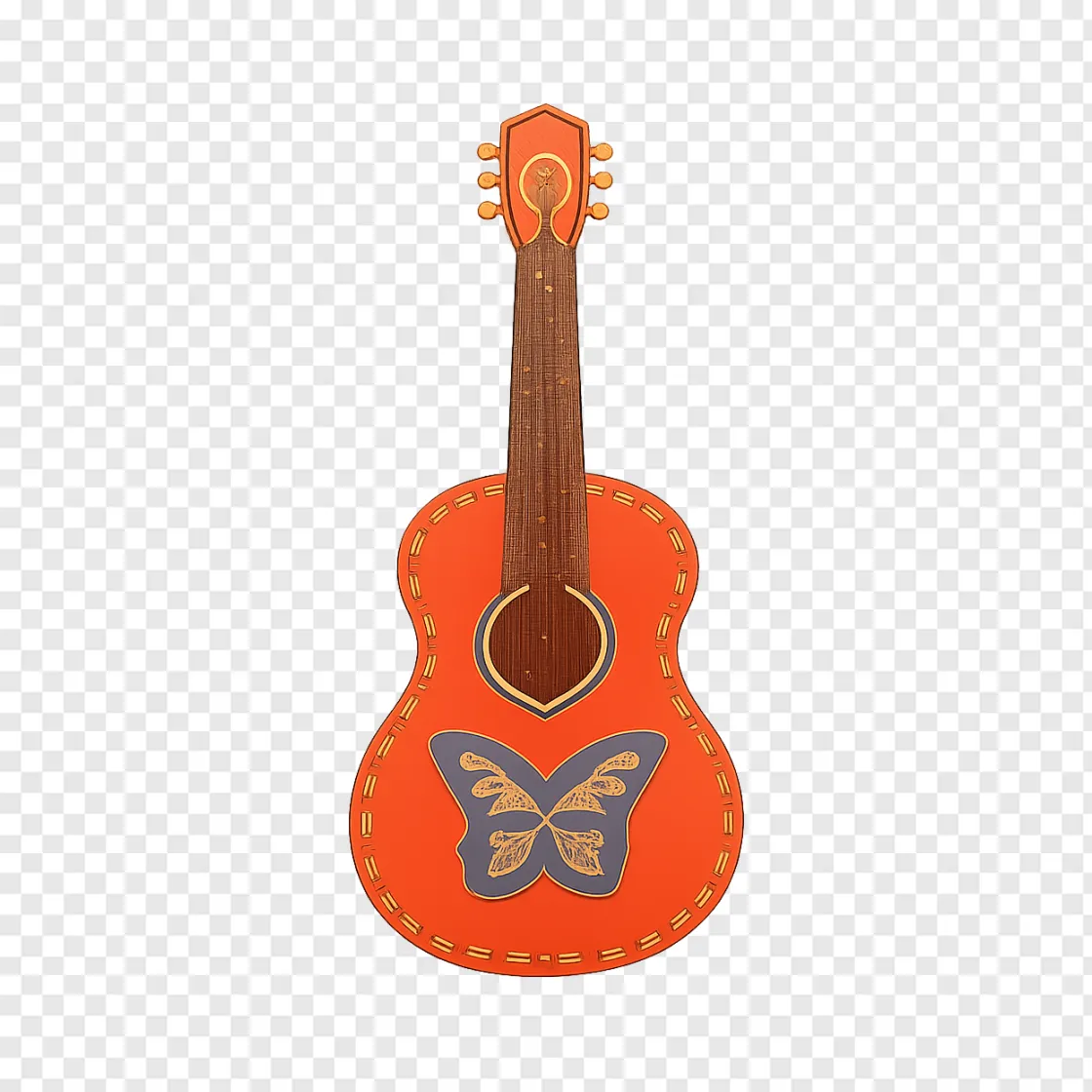 Vintage Acoustic Guitar PNG Vector Design