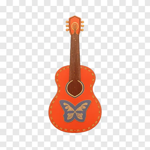 Vintage Acoustic Guitar PNG Vector Design