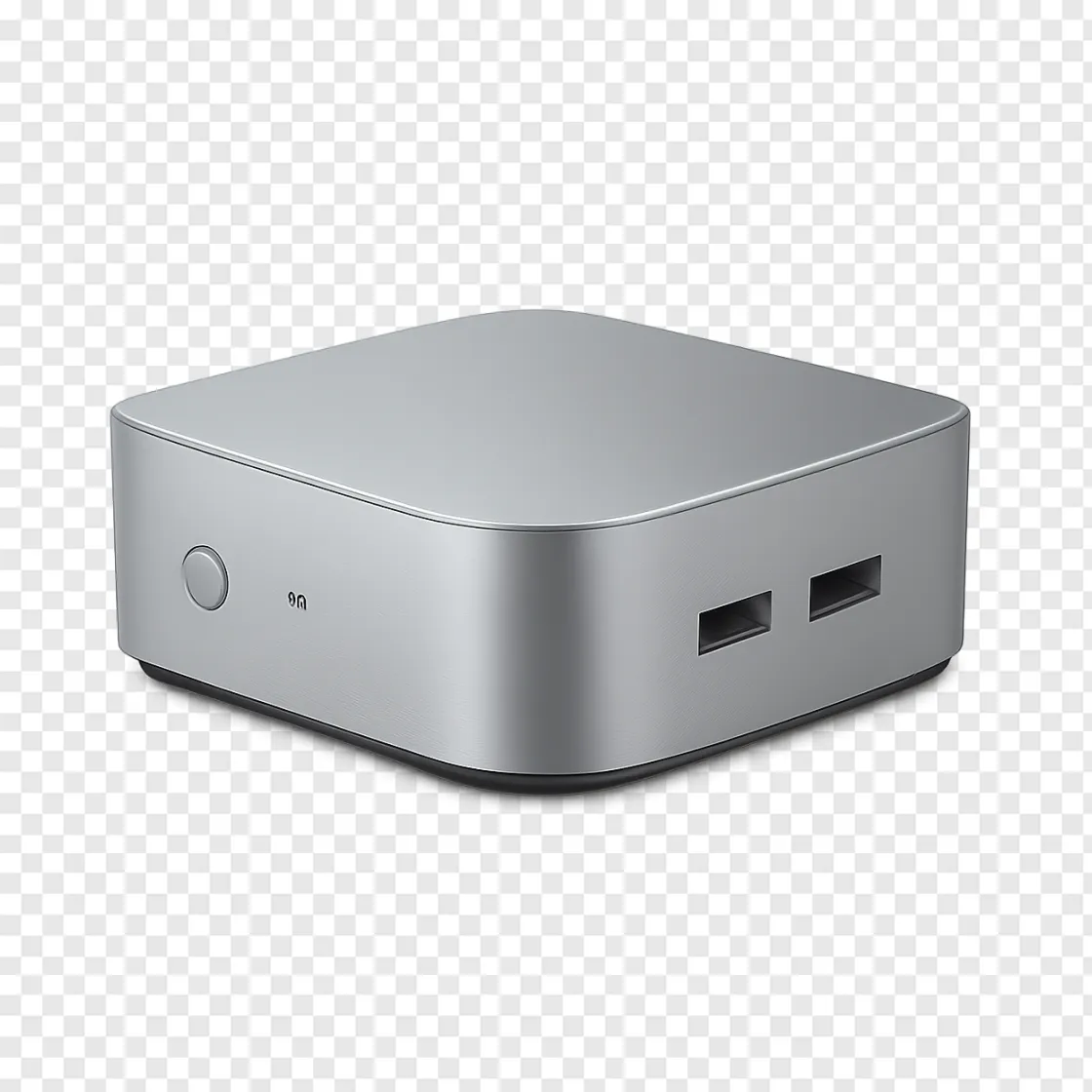 Sleek Silver Mini Desktop Computer PNG For Tech Designs