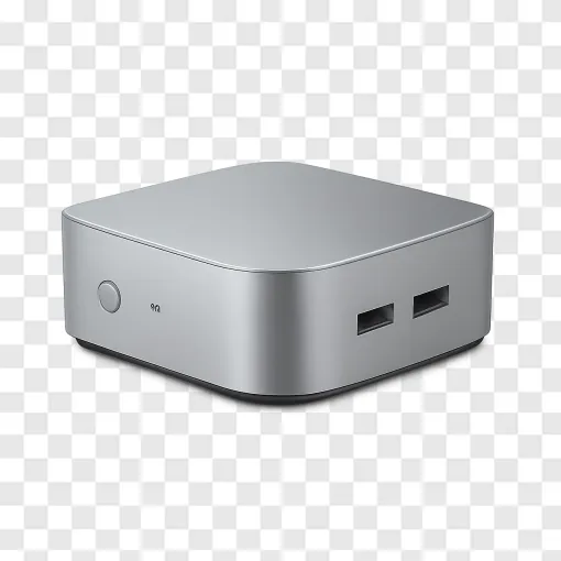Sleek Silver Mini Desktop Computer PNG For Tech Designs