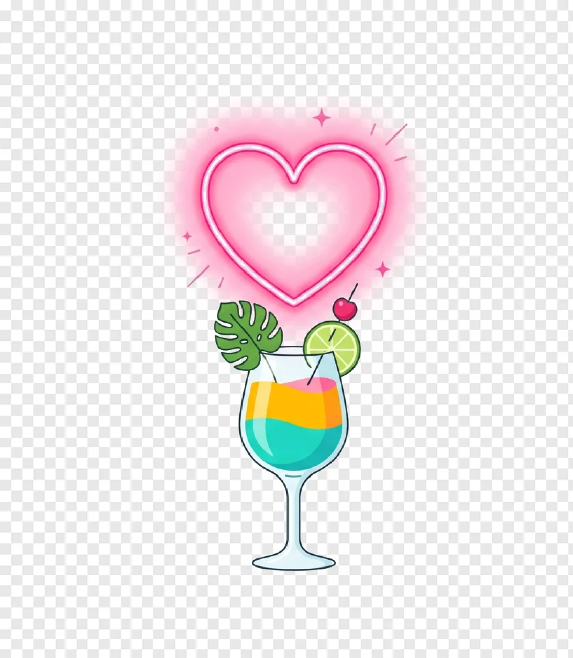 Love Island Neon Heart PNG Transparent Background