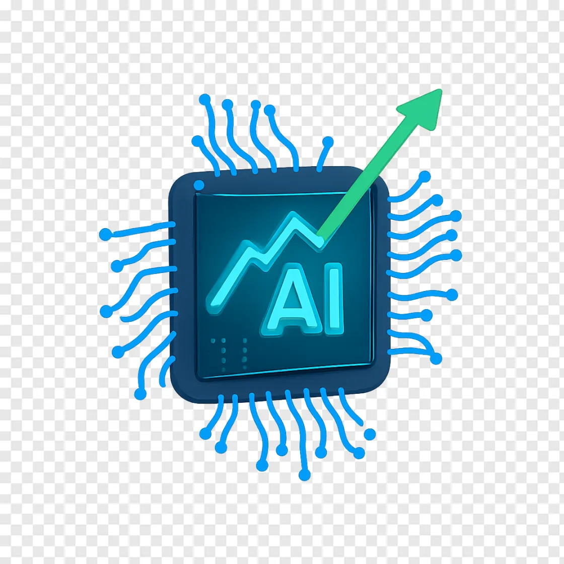 Nvidia AI Microchip And Stock Chart PNG For Tech Designs