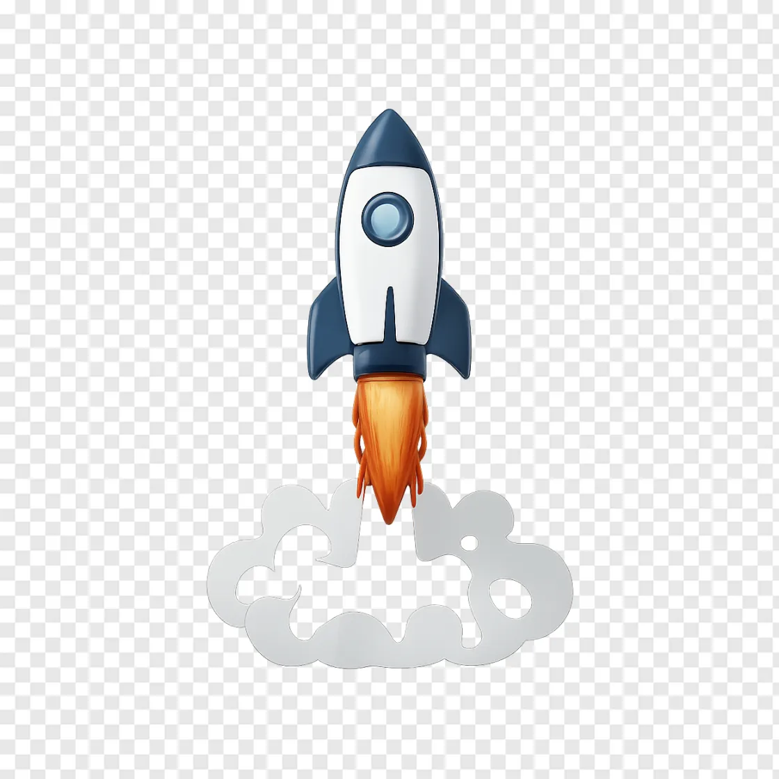 Futuristic Rocket Ship Launch PNG