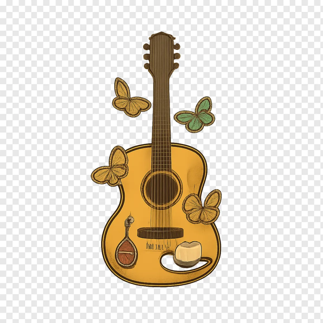 Vintage Acoustic Guitar PNG Vector Art