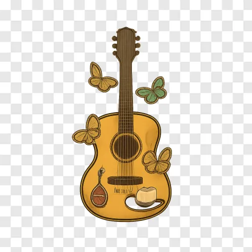 Vintage Acoustic Guitar PNG Vector Art