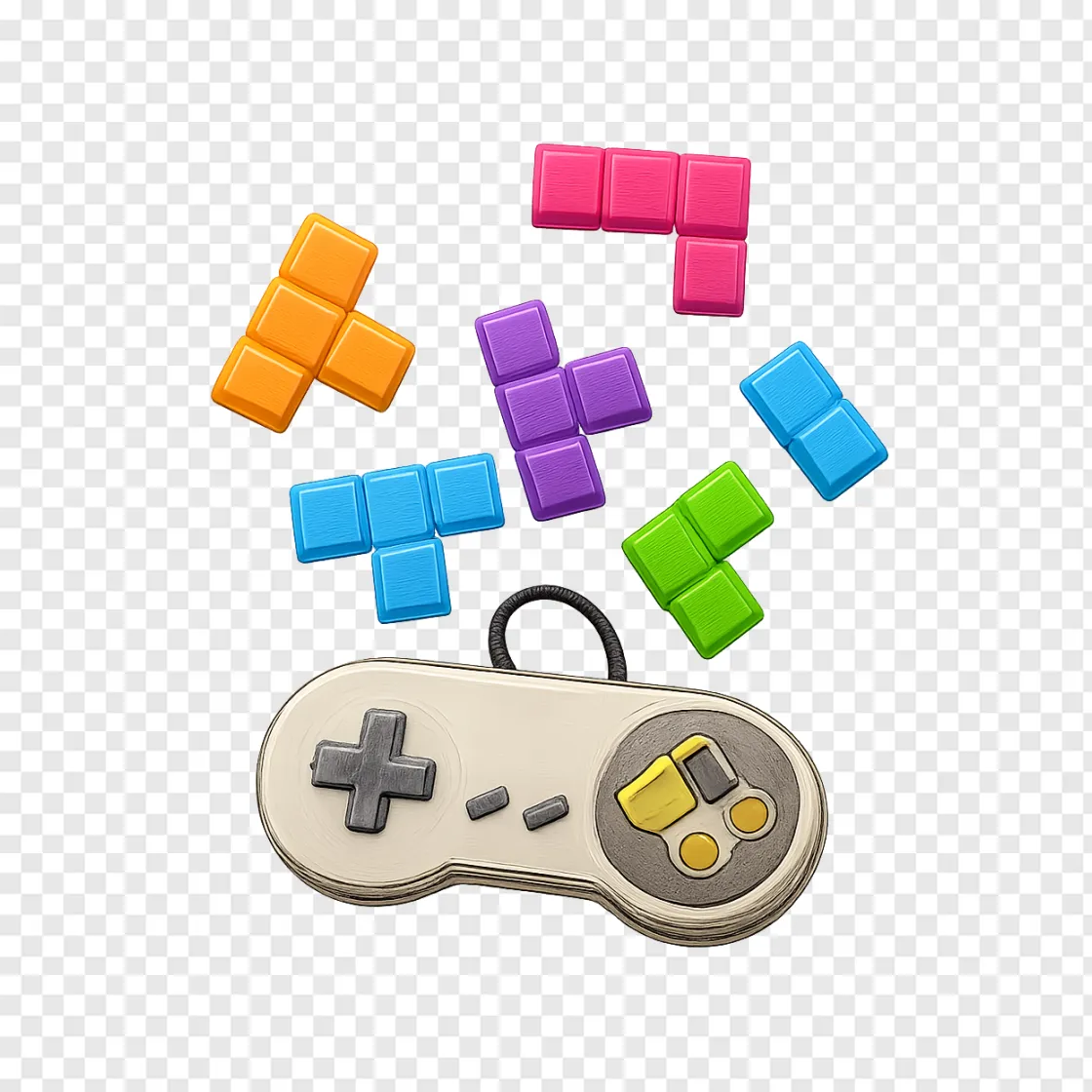 Retro Tetris Blocks PNG Image For Gamers