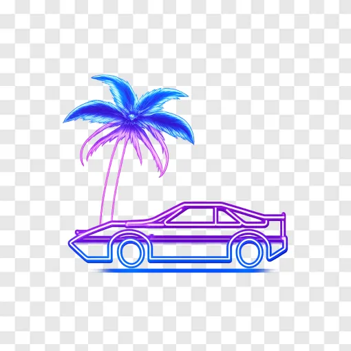 GTA 6 Palm Tree Neon Car Gaming PNG