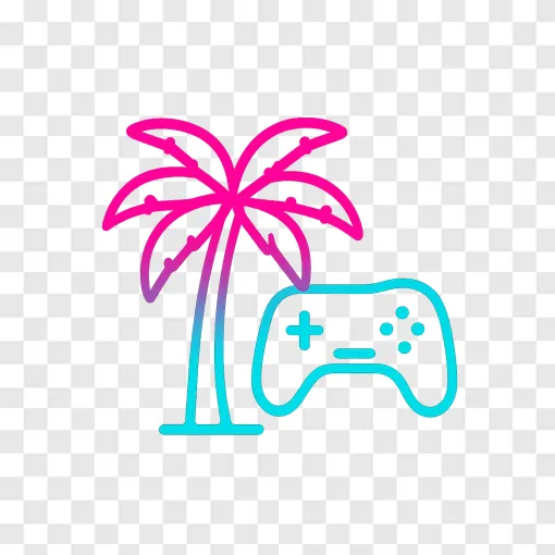 Neon Palm Tree Gaming Aesthetic PNG