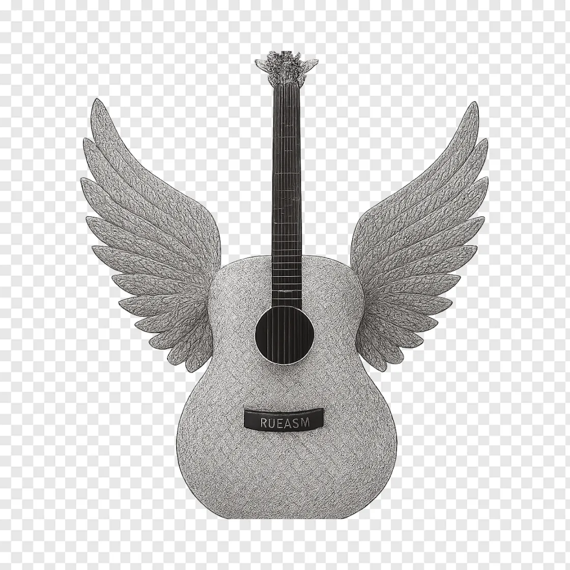 Glitter Country Guitar With Angel Wings PNG
