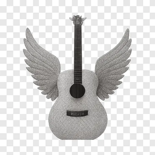 Glitter Country Guitar With Angel Wings PNG