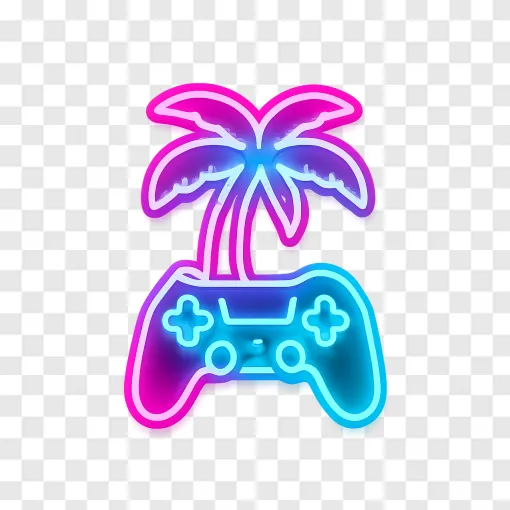 GTA 6 Thematic Gaming Neon Icon PNG