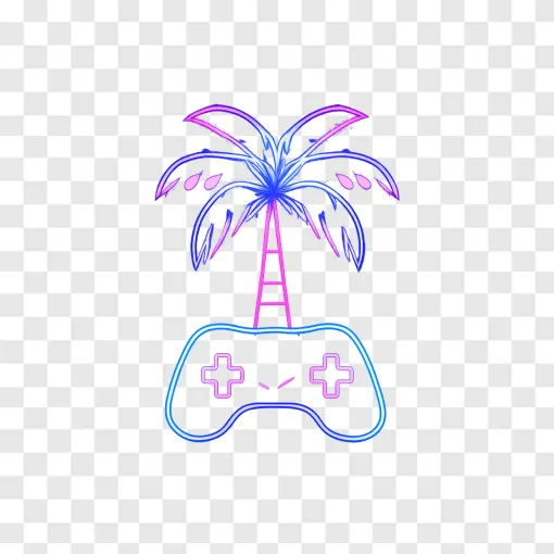 GTA VI Aesthetic Neon Game Controller PNG