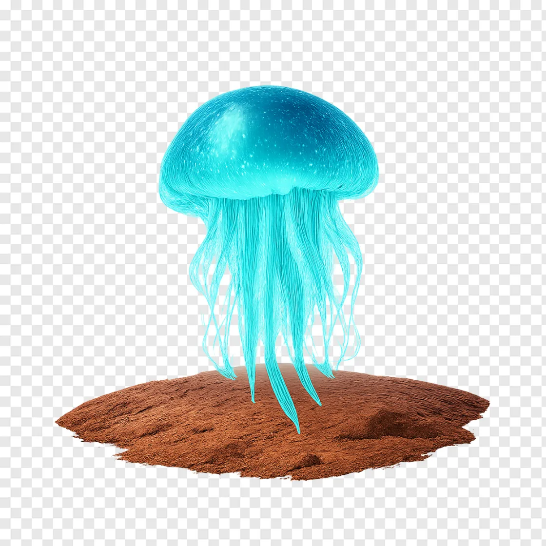 Mars Jellyfish Floating Alien PNG Transparent Background