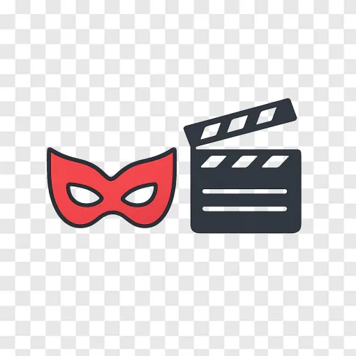 Cinema Clapperboard And Superhero Mask PNG